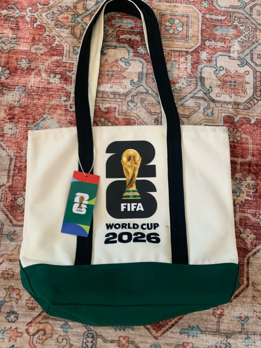 FIFA World Cup 2026 White & Green Canvas Tote Bag